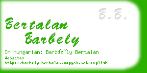 bertalan barbely business card